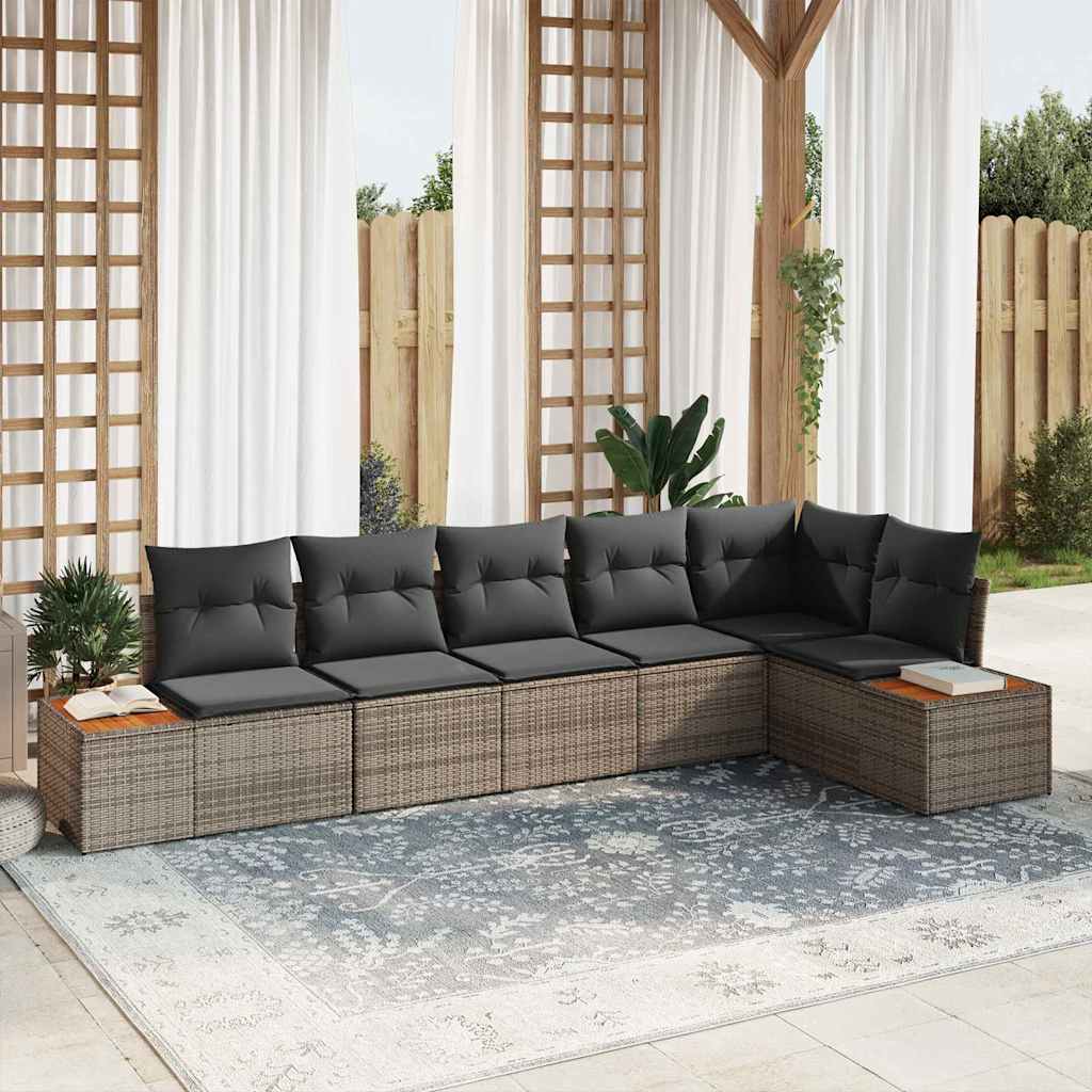 Havesofa Sæt 6 stk. 6-Antal sæder Grå Polyrattan