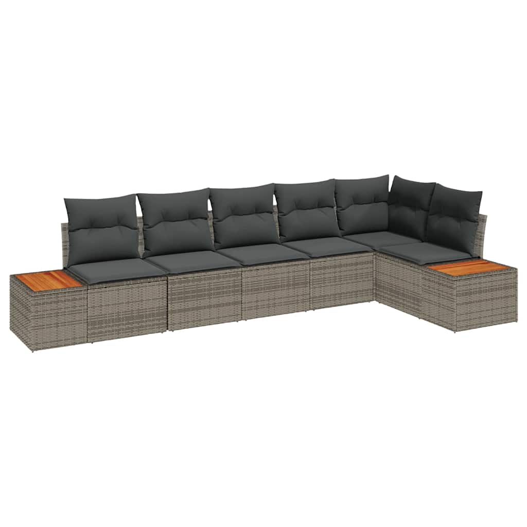 Havesofa Sæt 6 stk. 6-Antal sæder Grå Polyrattan