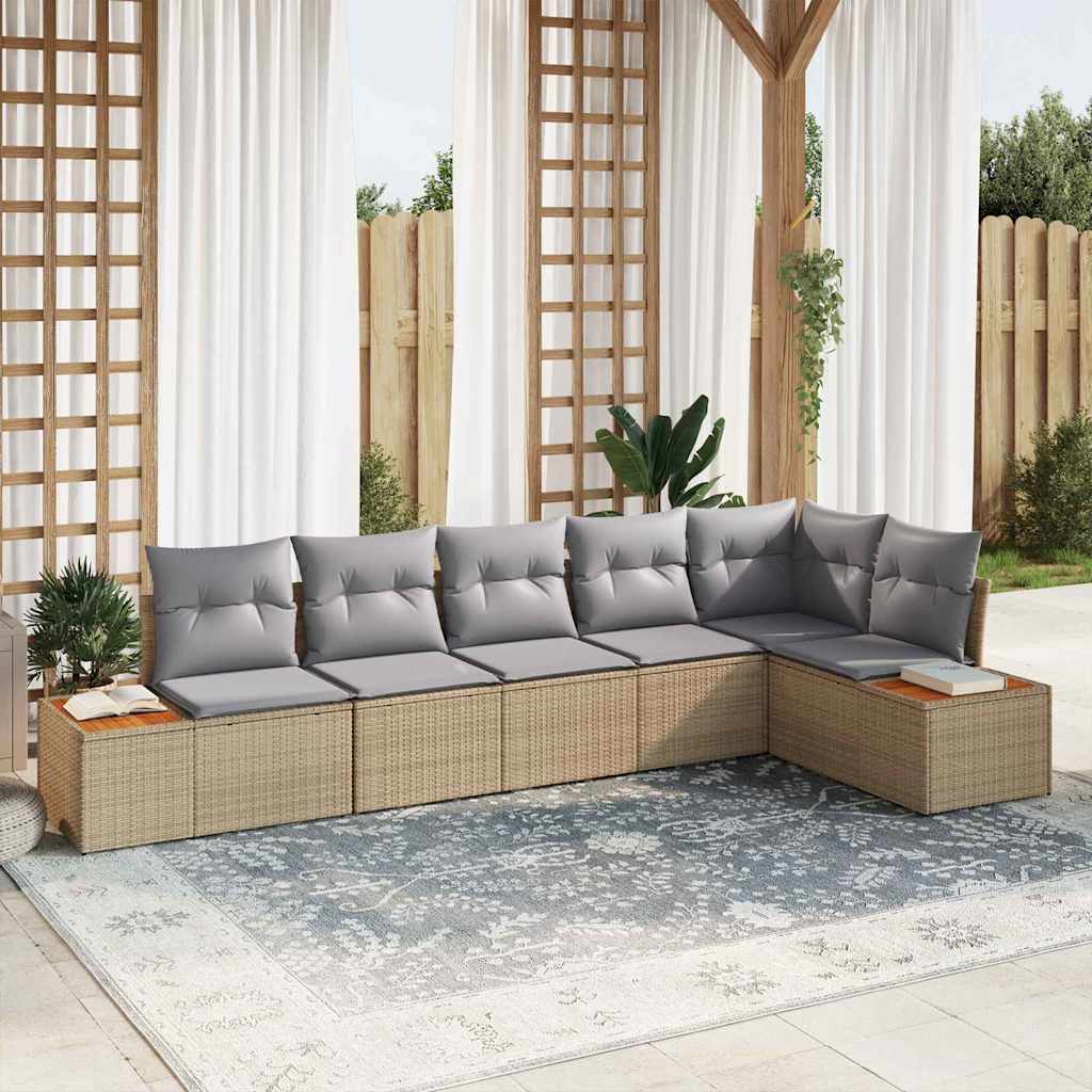 Havesofa Sæt 6 stk. 6-Antal sæder Beige og lys grå Polyrattan