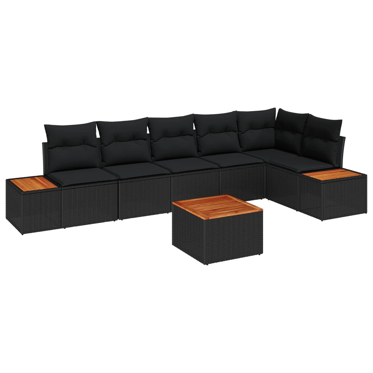 Havesofa Sæt 6 stk. 6-Antal sæder Sort Polyrattan