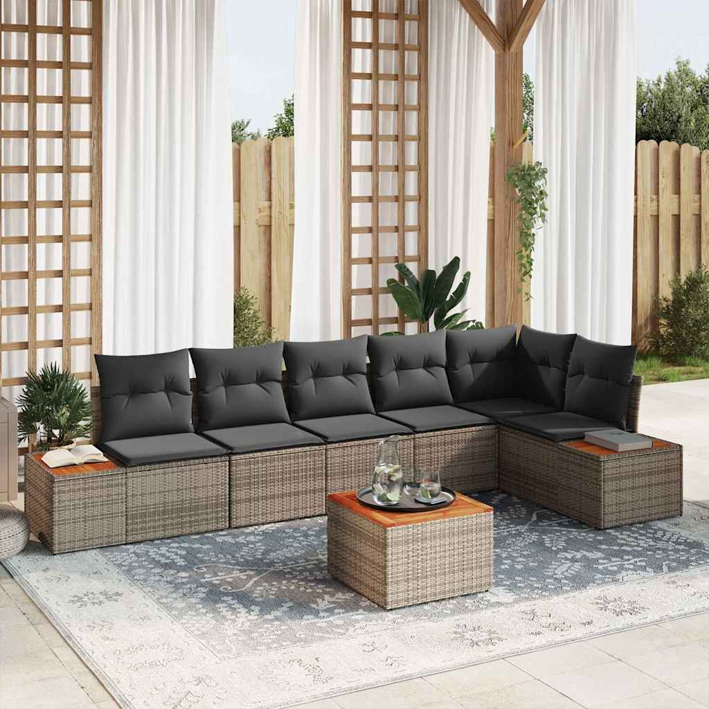 Havesofa Sæt 6 stk. 6-Antal sæder Grå Polyrattan