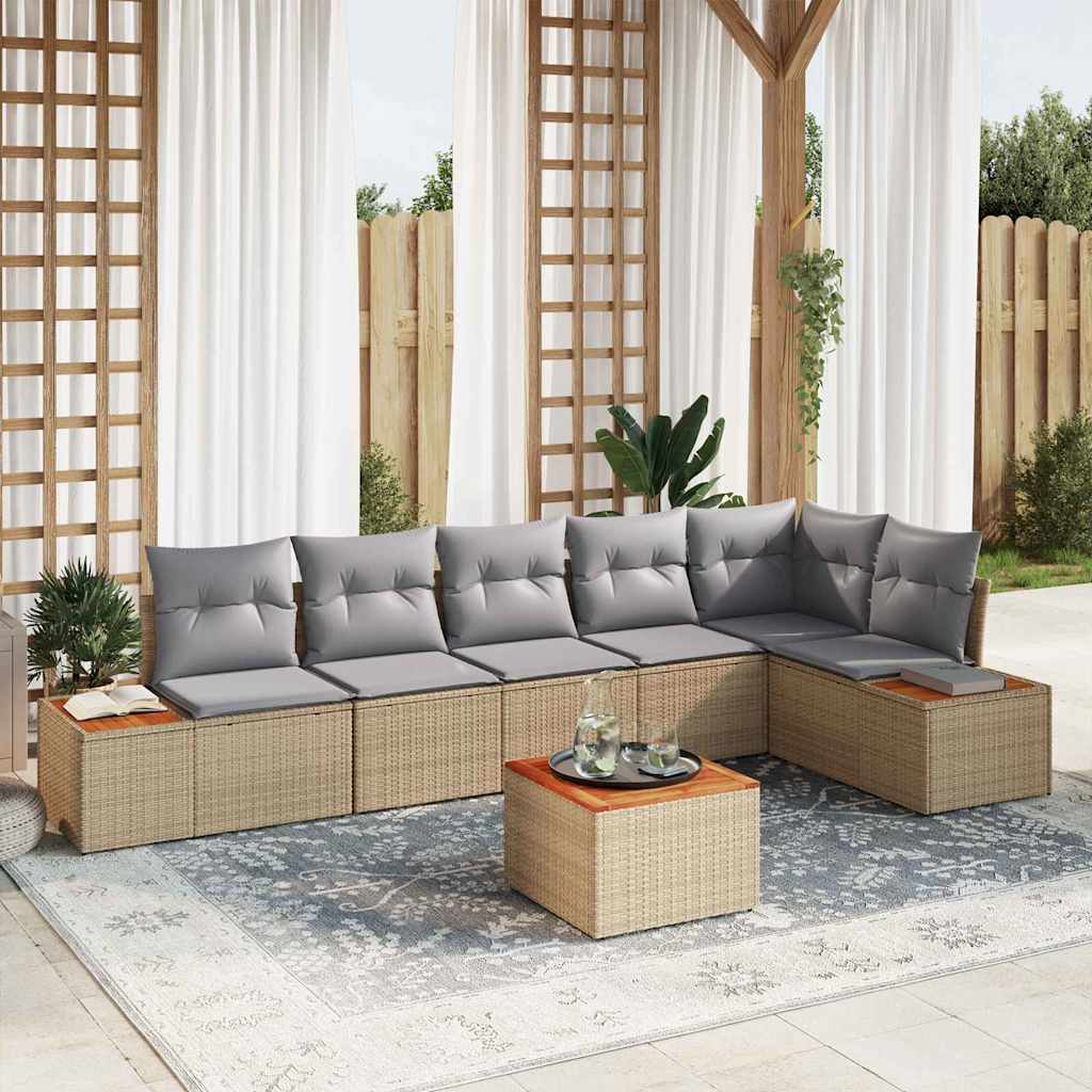 Havesofa Sæt 6 stk. 6-Antal sæder Beige og lys grå Polyrattan