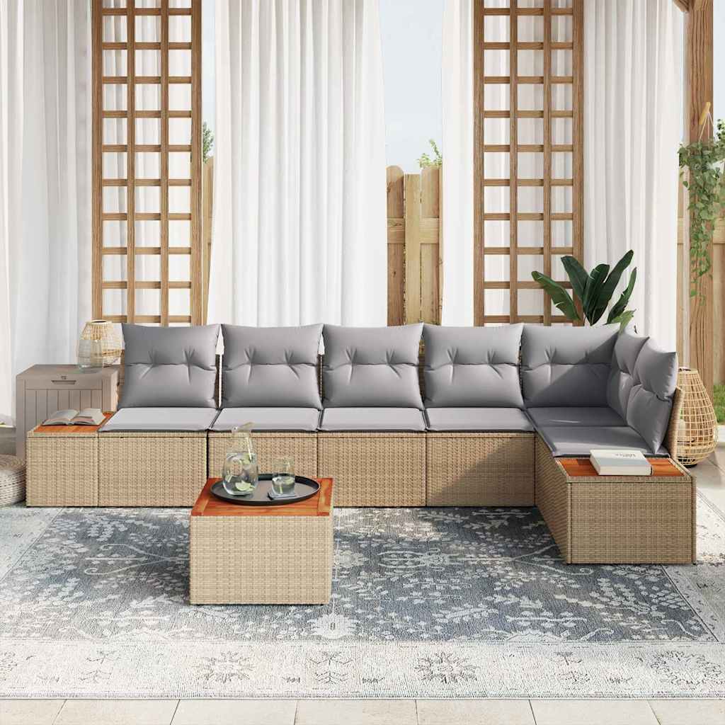Havesofa Sæt 6 stk. 6-Antal sæder Beige og lys grå Polyrattan
