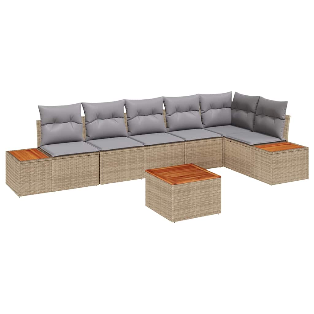 Havesofa Sæt 6 stk. 6-Antal sæder Beige og lys grå Polyrattan