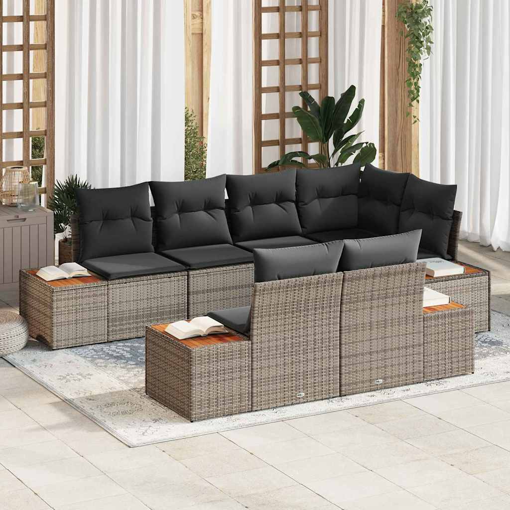 Havesofa Sæt 7 stk. 7-Antal sæder Grå Polyrattan