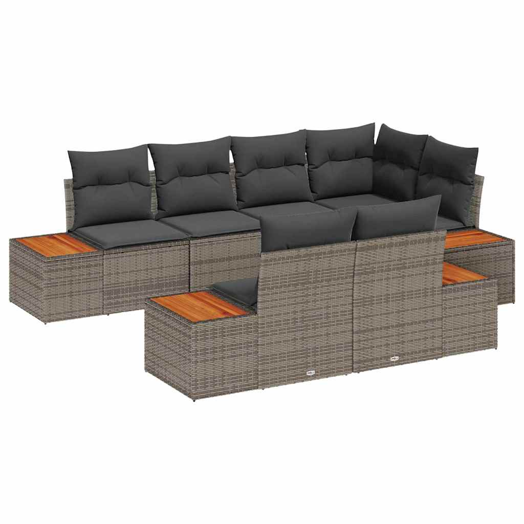 Havesofa Sæt 7 stk. 7-Antal sæder Grå Polyrattan