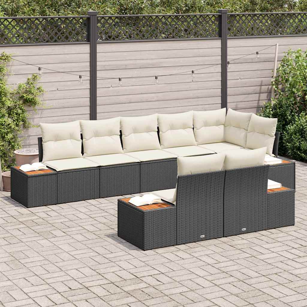Havesofa Sæt 8 stk. 8-Antal sæder Sort og Cream Polyrattan
