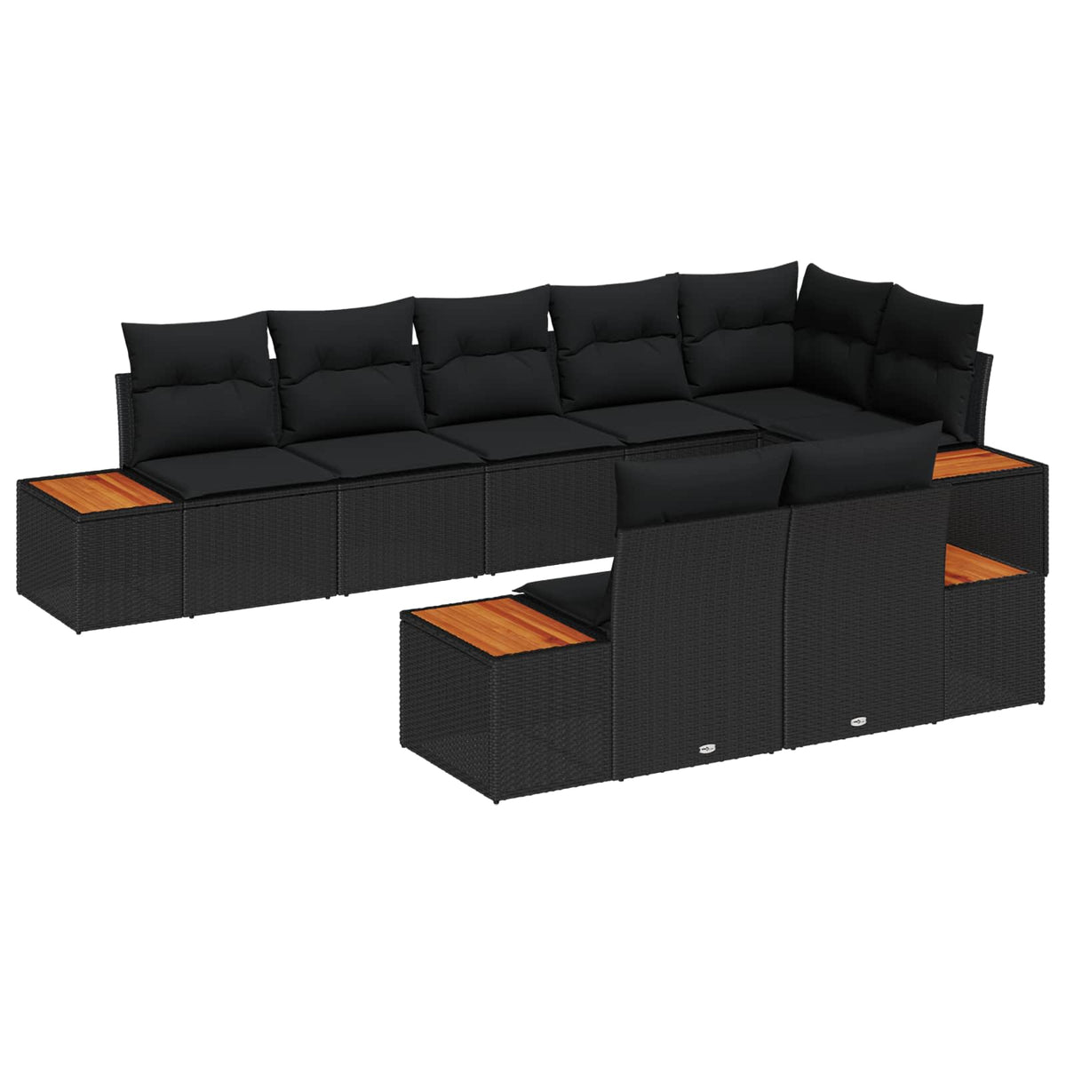 Havesofa Sæt 8 stk. 8-Antal sæder Sort Polyrattan