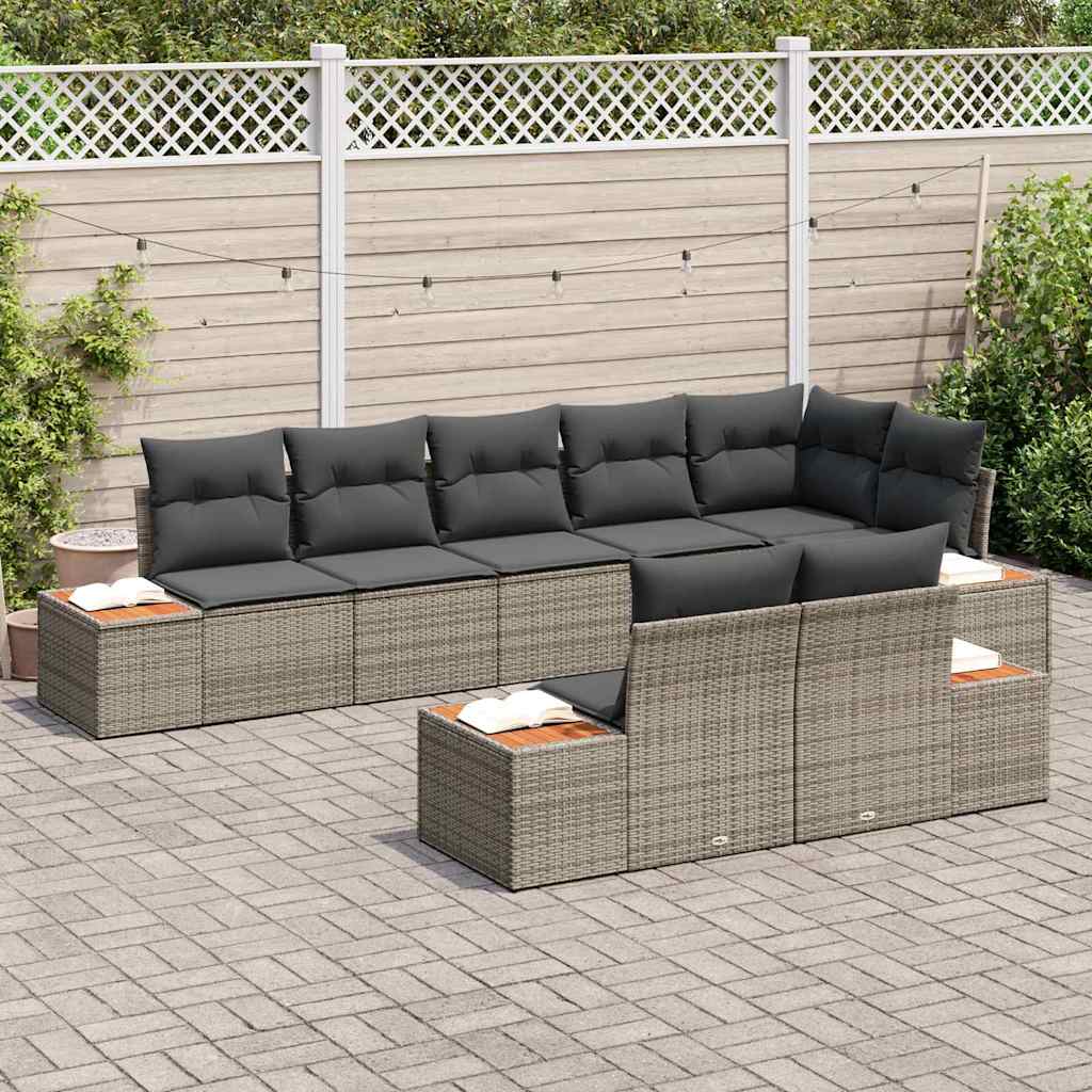 Havesofa Sæt 8 stk. 8-Antal sæder Grå Polyrattan