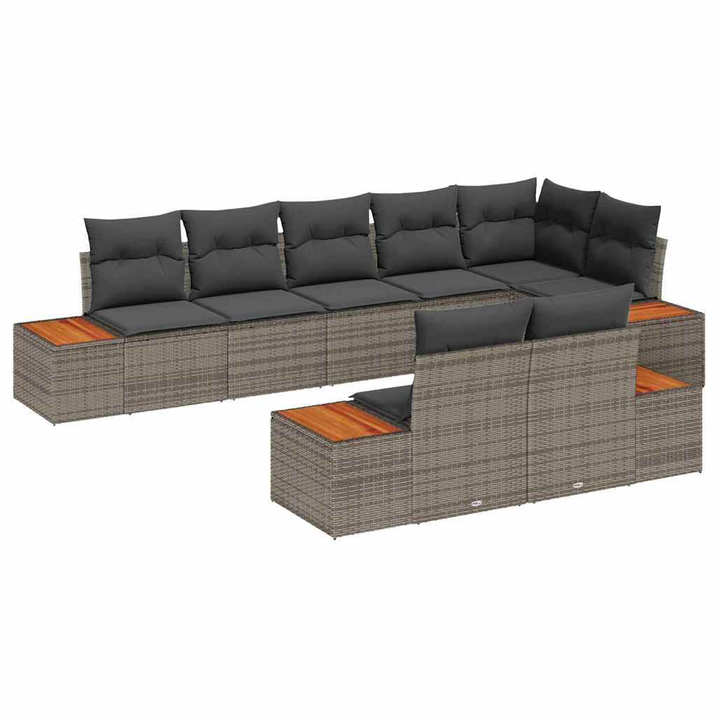 Havesofa Sæt 8 stk. 8-Antal sæder Grå Polyrattan