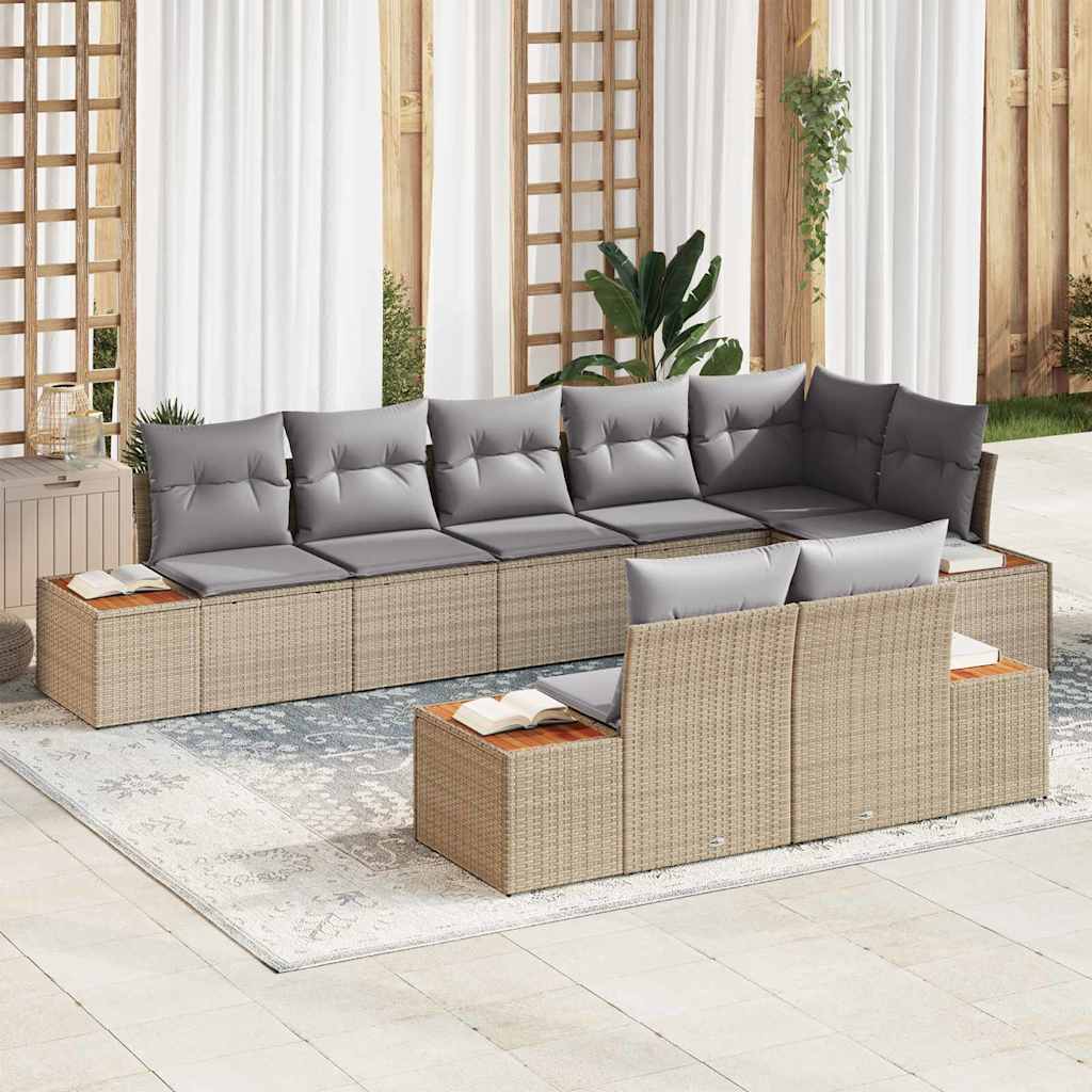 Havesofa Sæt 8 stk. 8-Antal sæder Beige og lys grå Polyrattan