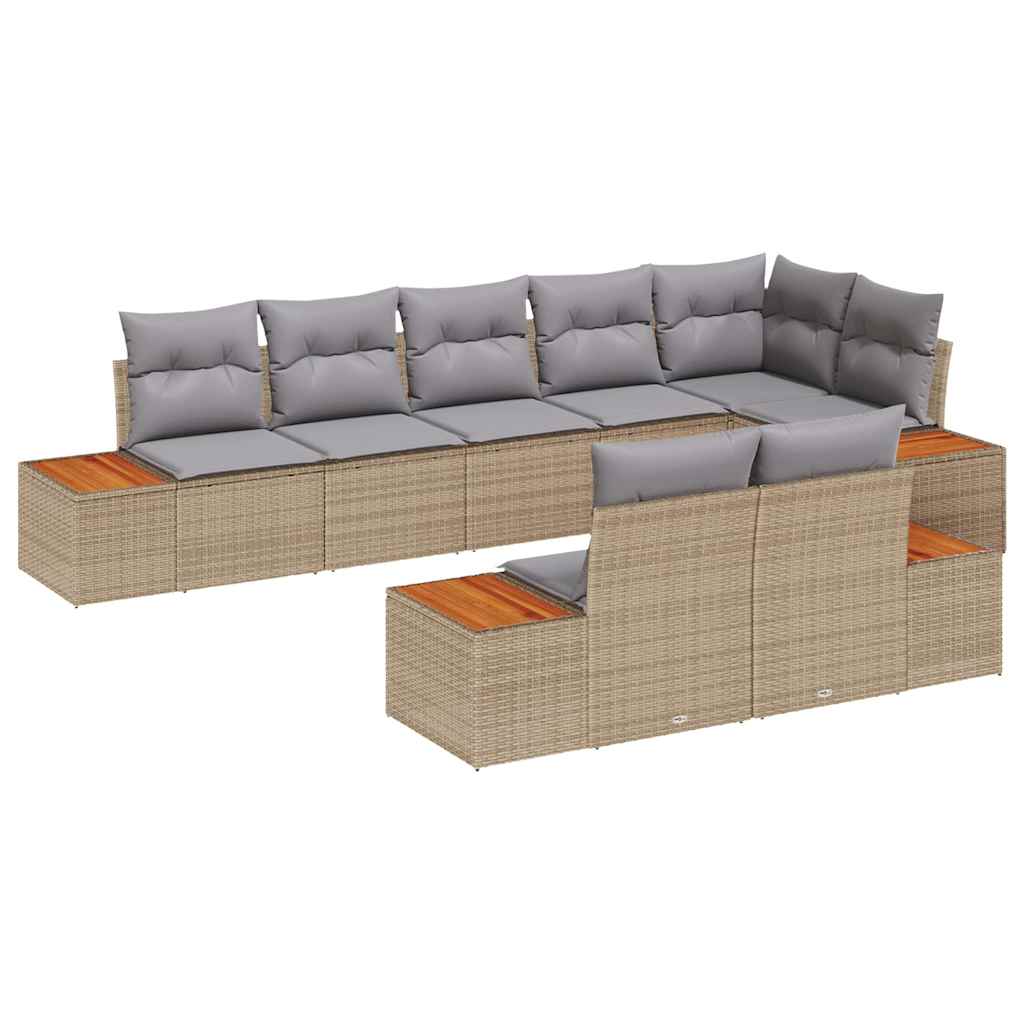 Havesofa Sæt 8 stk. 8-Antal sæder Beige og lys grå Polyrattan