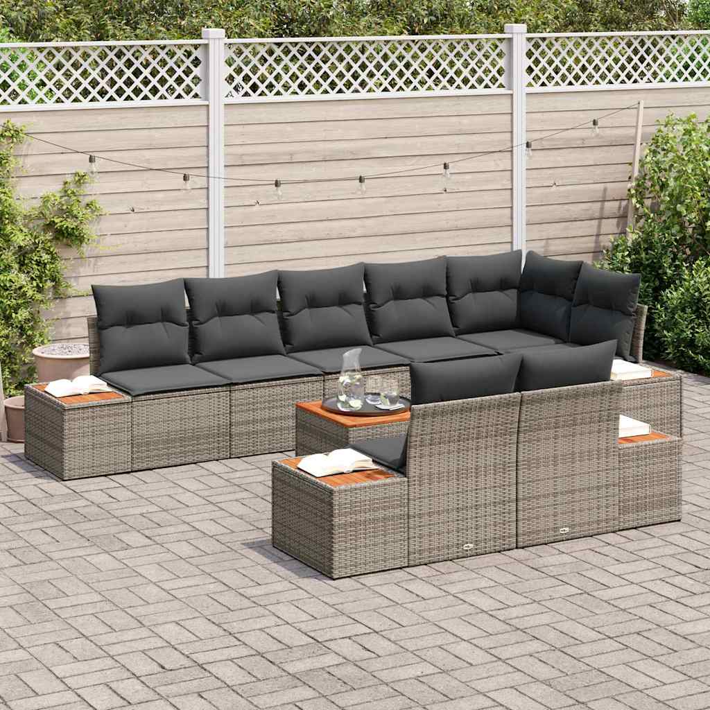 Havesofa Sæt 8 stk. 8-Antal sæder Grå Polyrattan