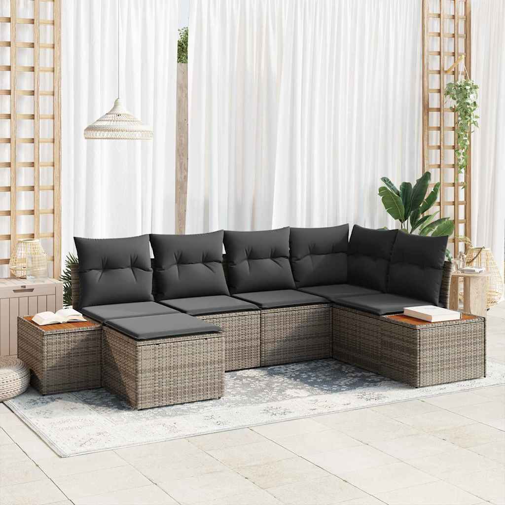 Havesofa Sæt 7 stk. 6-Antal sæder Grå Polyrattan