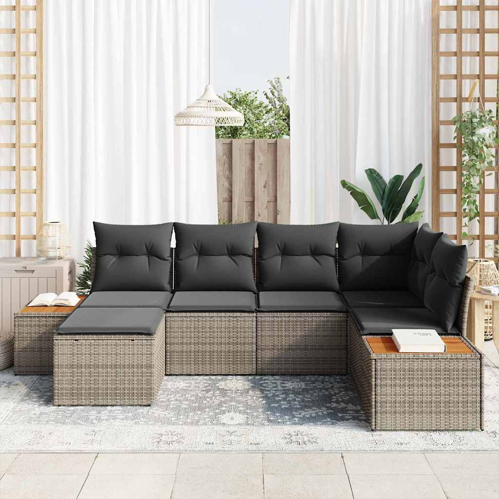 Havesofa Sæt 7 stk. 6-Antal sæder Grå Polyrattan