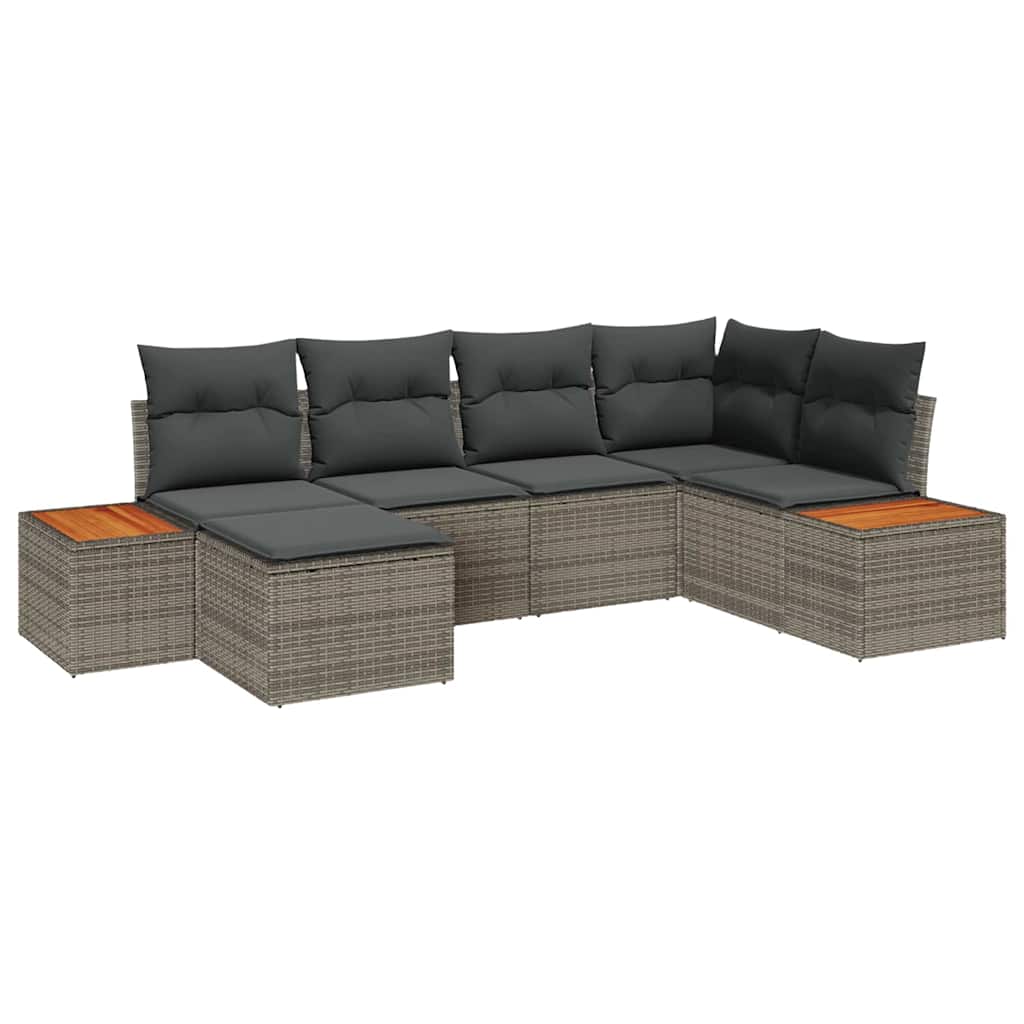 Havesofa Sæt 7 stk. 6-Antal sæder Grå Polyrattan