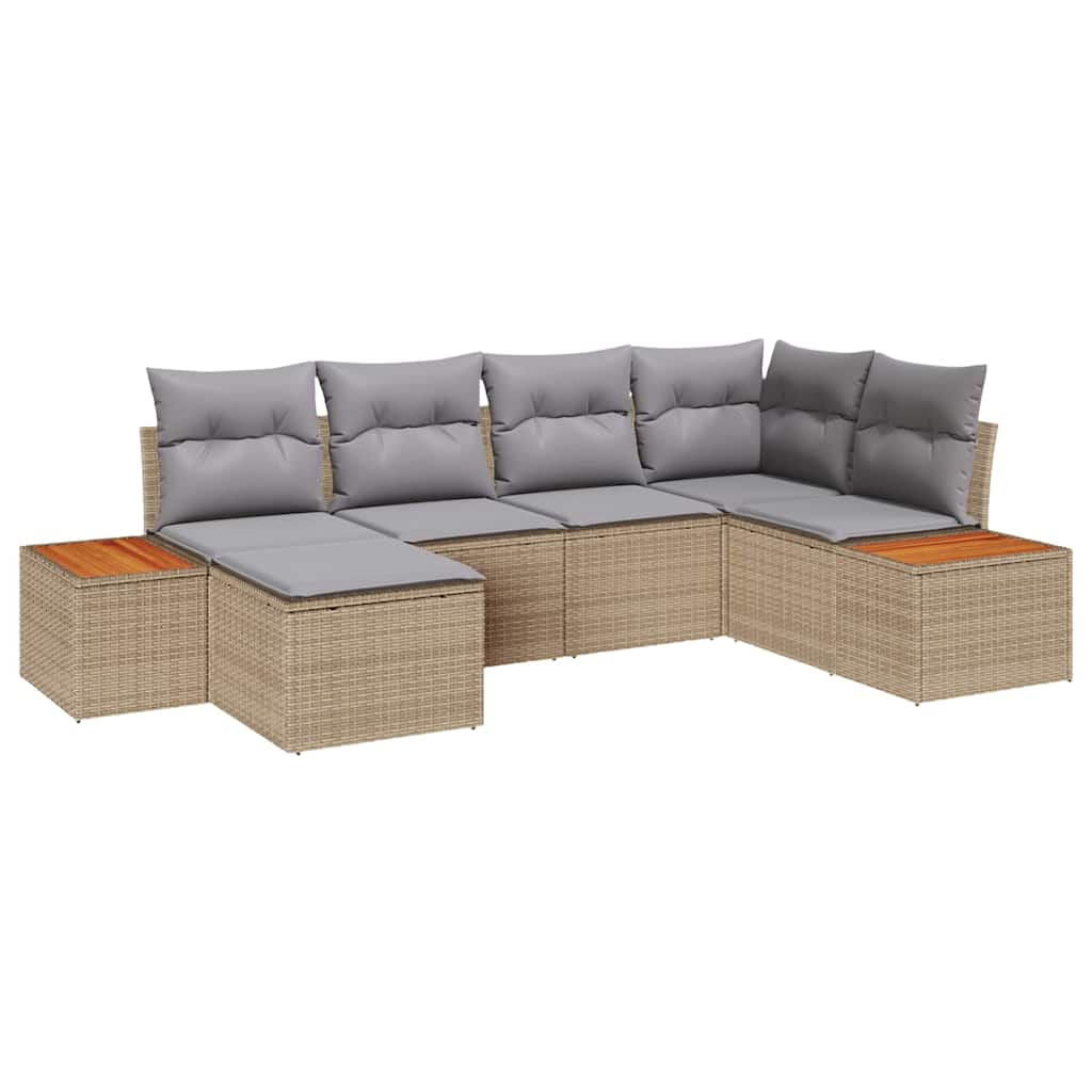 Havesofa Sæt 7 stk. 6-Antal sæder Beige og lys grå Polyrattan