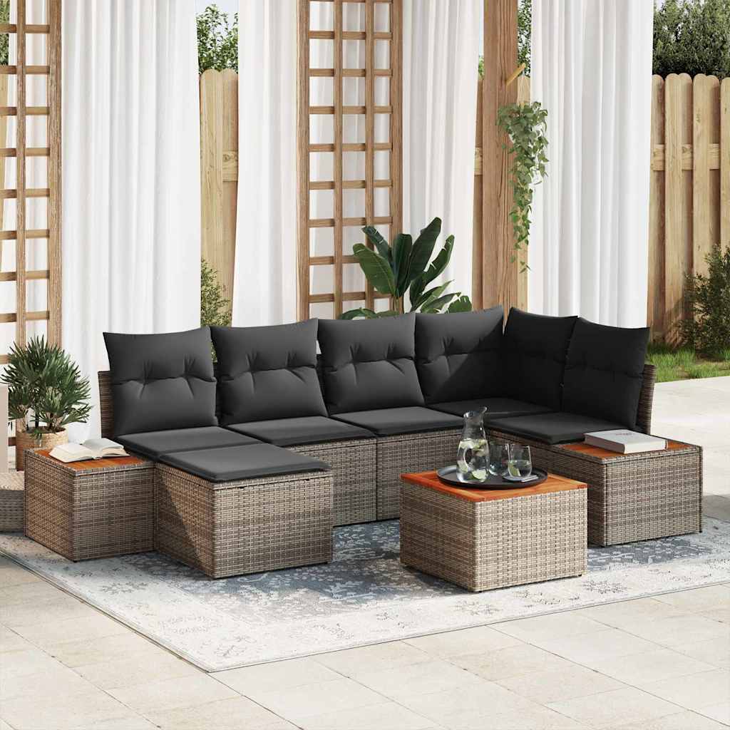Havesofa Sæt 7 stk. 6-Antal sæder Grå Polyrattan