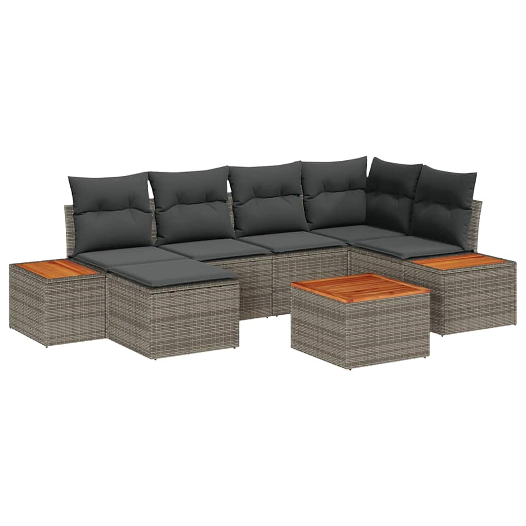 Havesofa Sæt 7 stk. 6-Antal sæder Grå Polyrattan