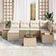 Havesofa Sæt 7 stk. 6-Antal sæder Beige og creme Polyrattan