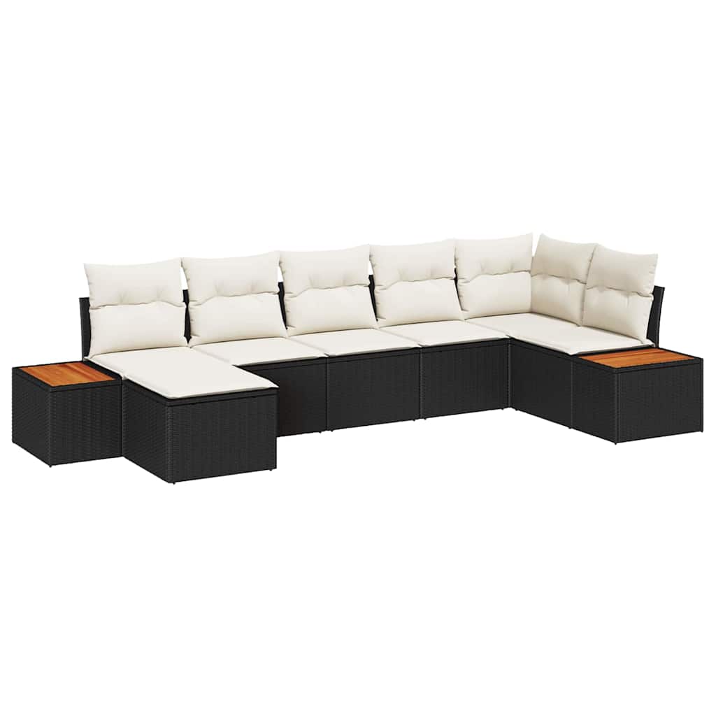 Havesofa Sæt 8 stk. 7-Antal sæder Sort og Cream Polyrattan
