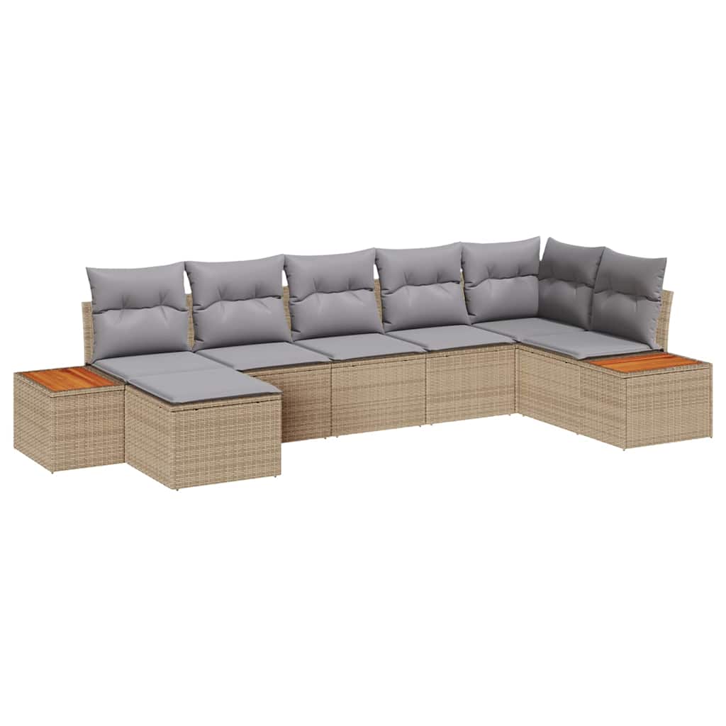 Havesofa Sæt 8 stk. 7-Antal sæder Beige og lys grå Polyrattan