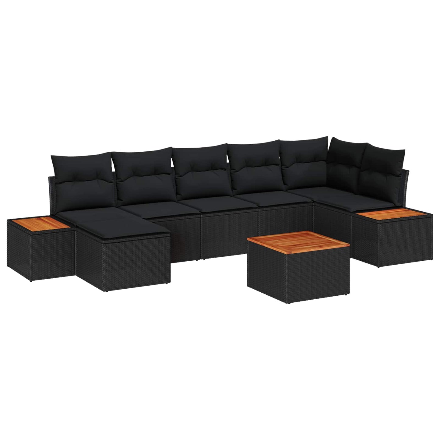 Havesofa Sæt 8 stk. 7-Antal sæder Sort Polyrattan