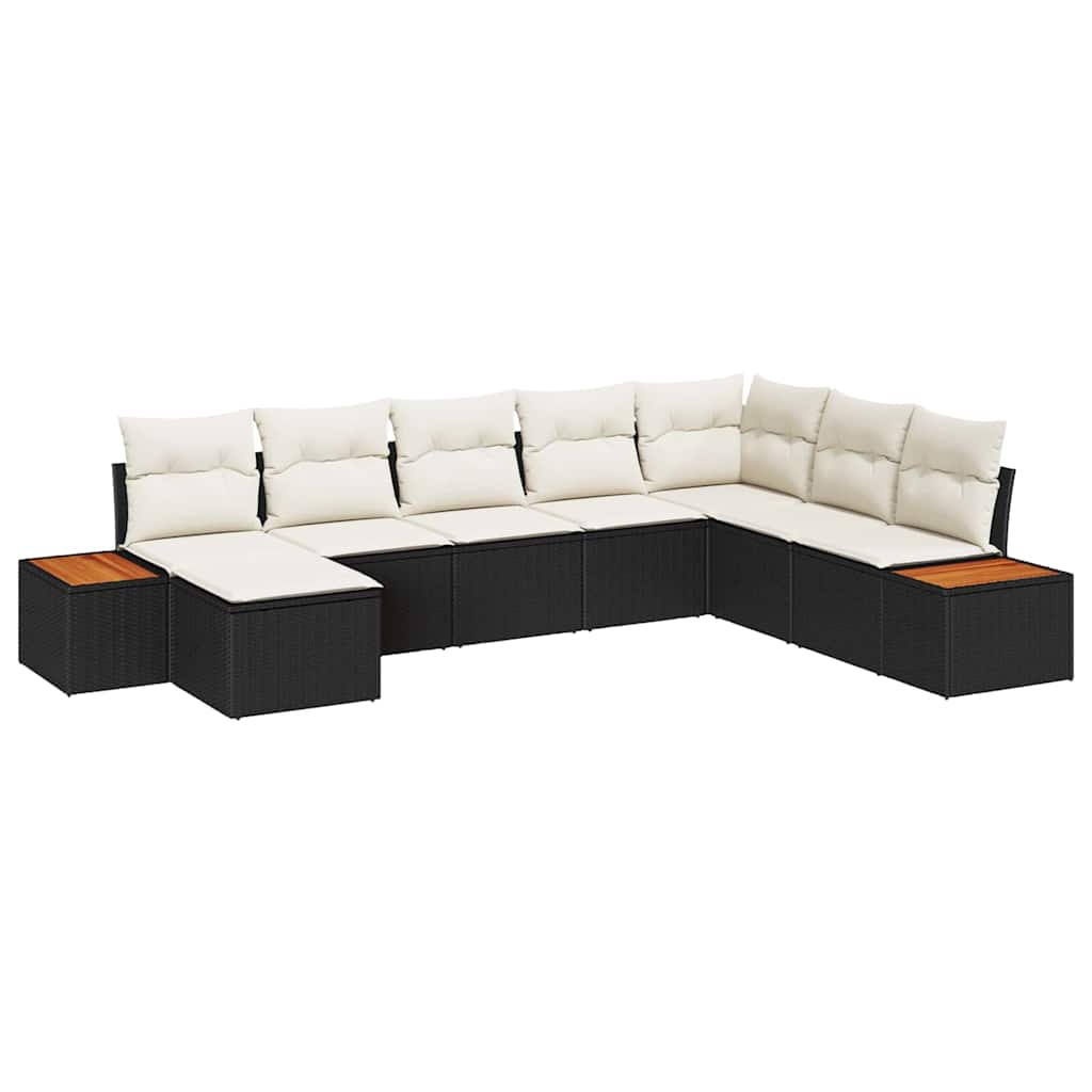 Havesofa Sæt 9 stk. 8-Antal sæder Sort og Cream Polyrattan