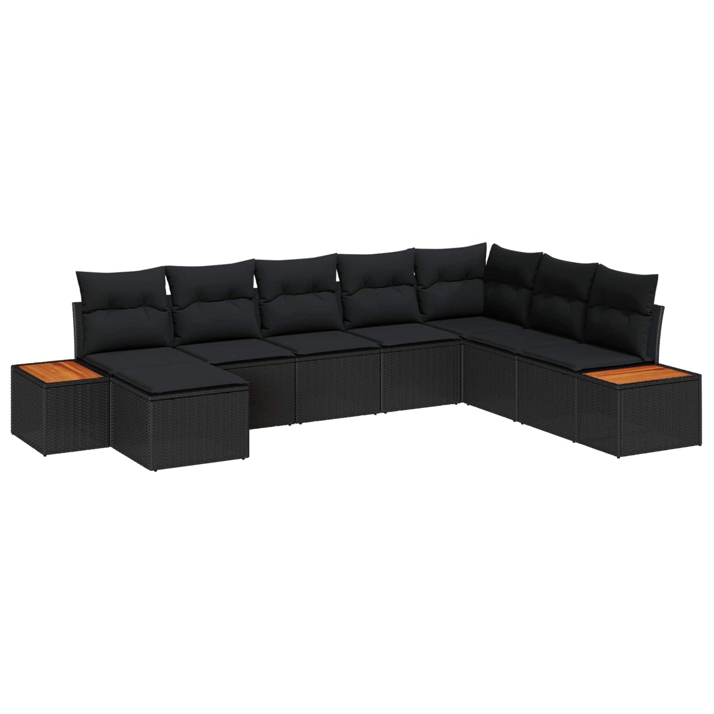 Havesofa Sæt 9 stk. 8-Antal sæder Sort Polyrattan