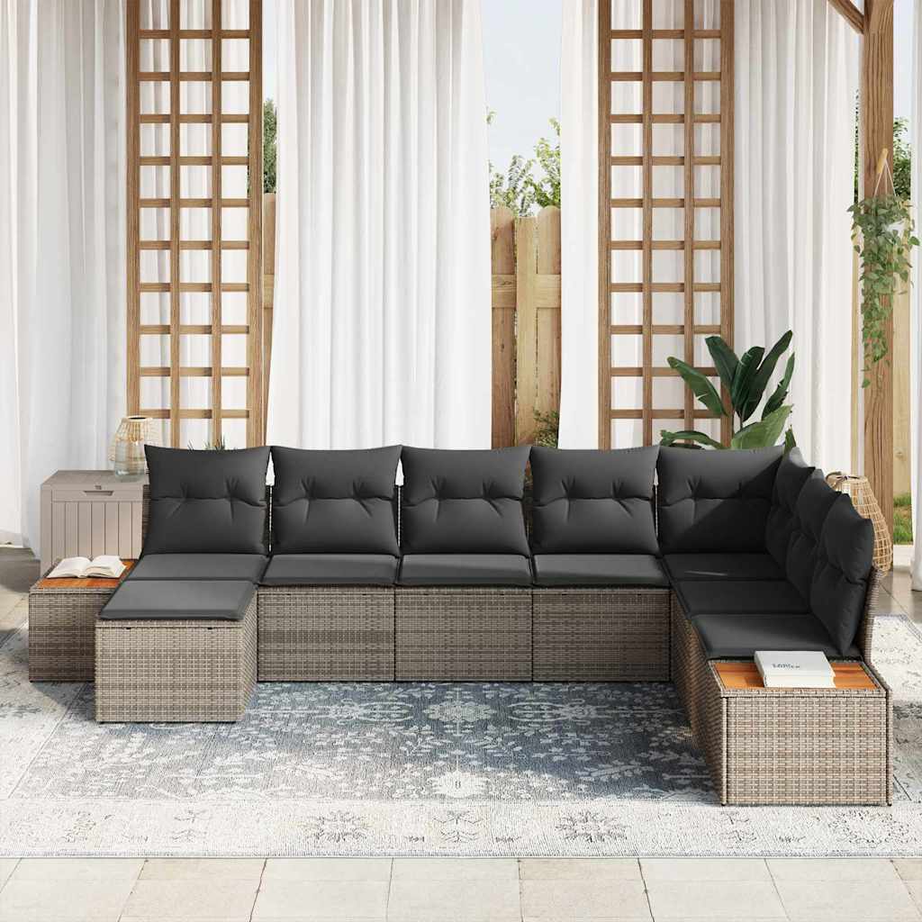 Havesofa Sæt 9 stk. 8-Antal sæder Grå Polyrattan