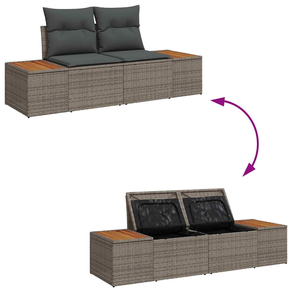 Havesofa Sæt 9 stk. 8-Antal sæder Grå Polyrattan