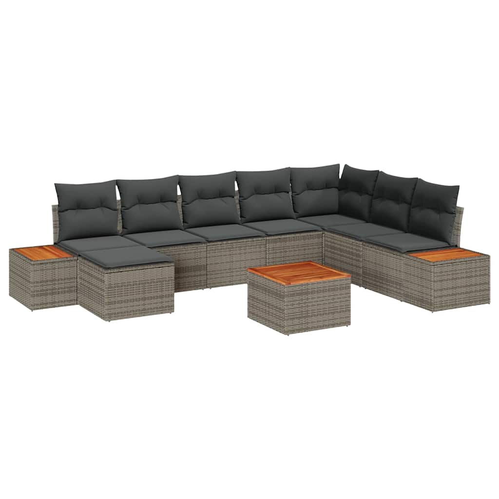 Havesofa Sæt 9 stk. 8-Antal sæder Grå Polyrattan