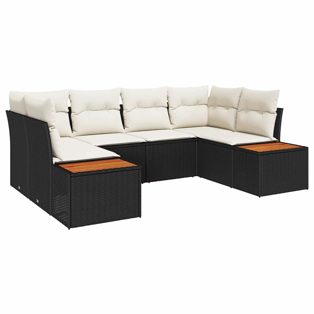 Havesofa Sæt 6 stk. 6-Antal sæder Sort og Cream Polyrattan