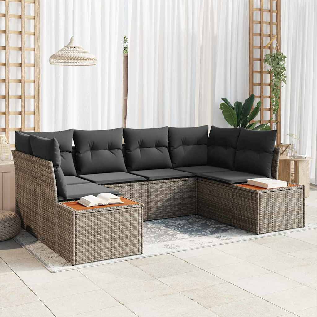 Havesofa Sæt 6 stk. 6-Antal sæder Grå Polyrattan