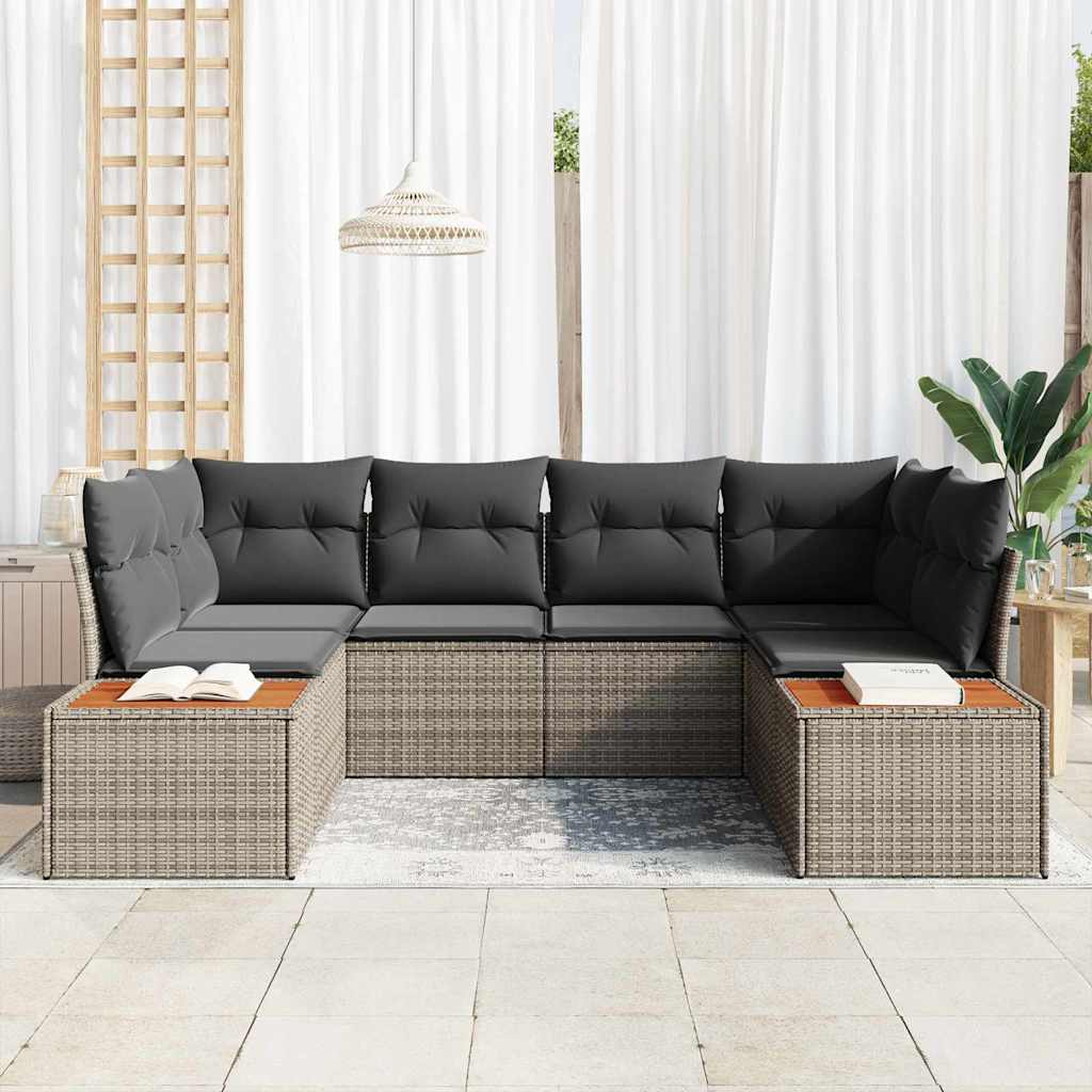 Havesofa Sæt 6 stk. 6-Antal sæder Grå Polyrattan