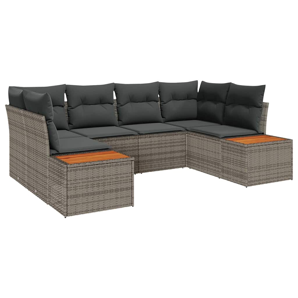 Havesofa Sæt 6 stk. 6-Antal sæder Grå Polyrattan