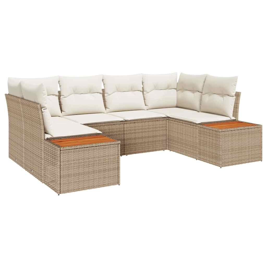 Havesofa Sæt 6 stk. 6-Antal sæder Beige og creme Polyrattan