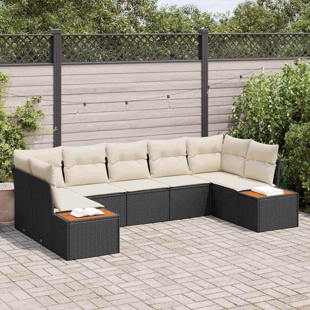 Havesofa Sæt 7 stk. 7-Antal sæder Sort og Cream Polyrattan