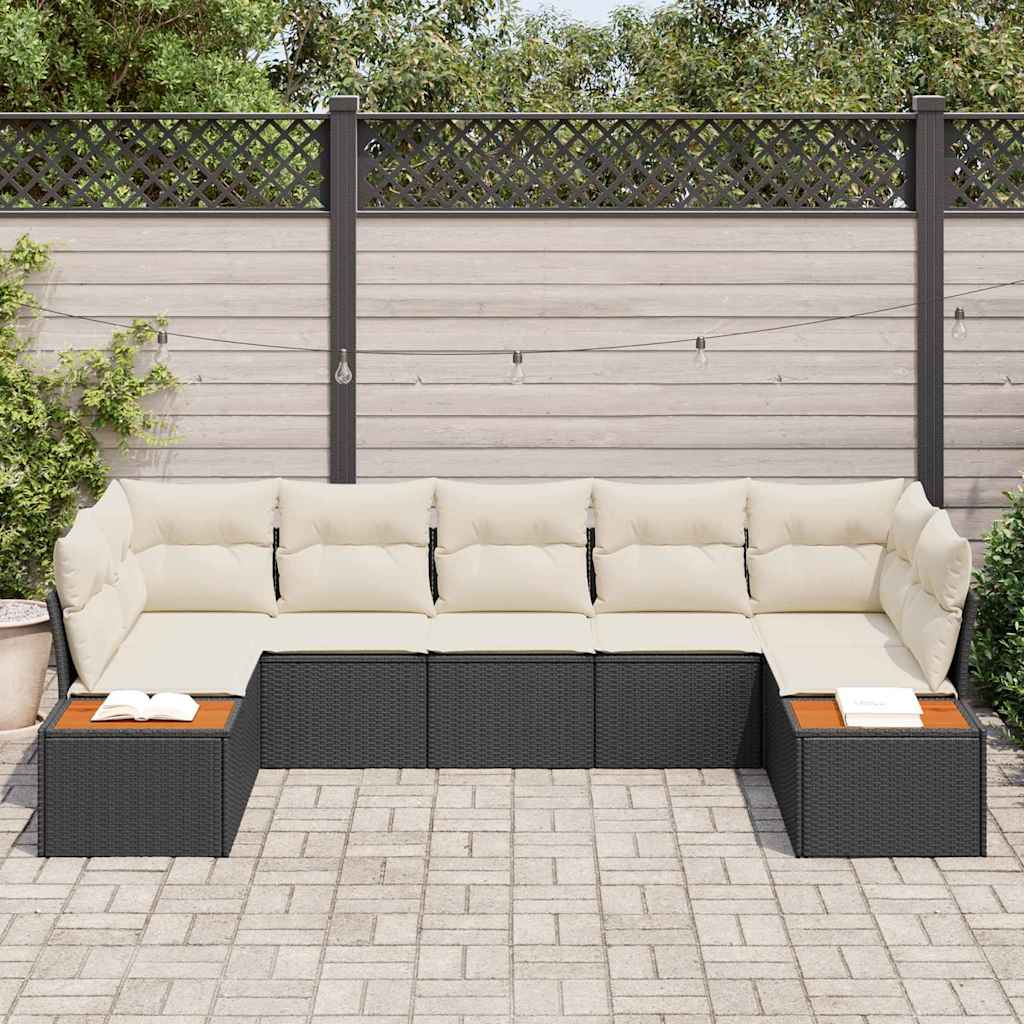 Havesofa Sæt 7 stk. 7-Antal sæder Sort og Cream Polyrattan