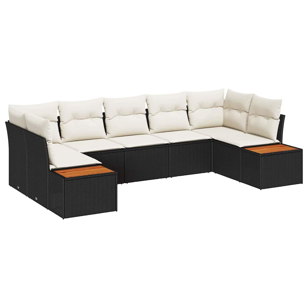 Havesofa Sæt 7 stk. 7-Antal sæder Sort og Cream Polyrattan