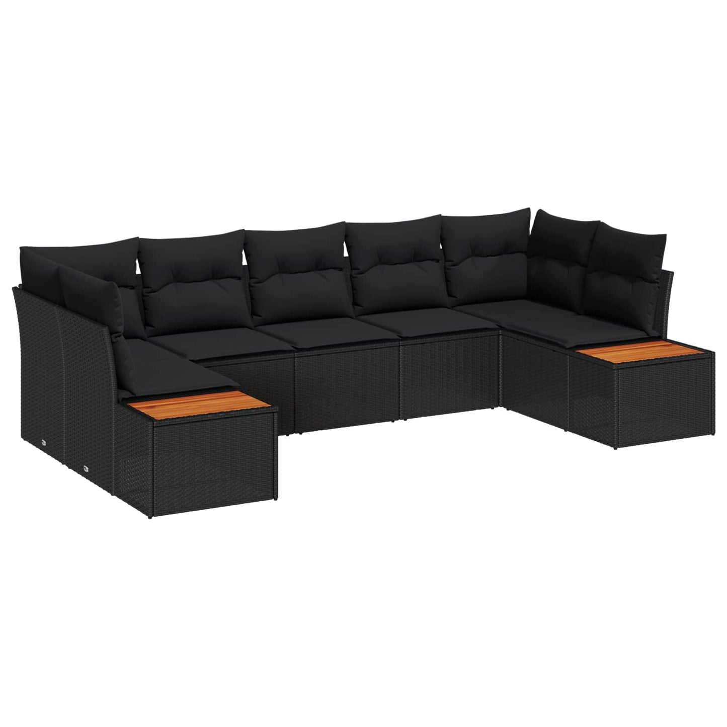 Havesofa Sæt 7 stk. 7-Antal sæder Sort Polyrattan