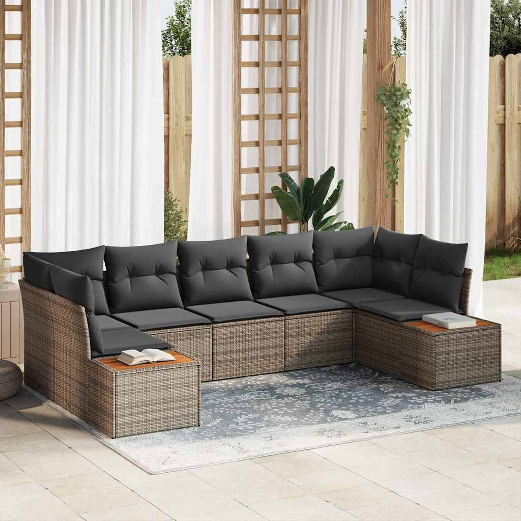 Havesofa Sæt 7 stk. 7-Antal sæder Grå Polyrattan