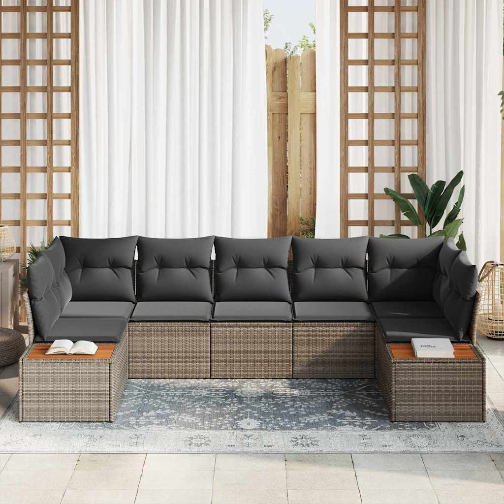 Havesofa Sæt 7 stk. 7-Antal sæder Grå Polyrattan