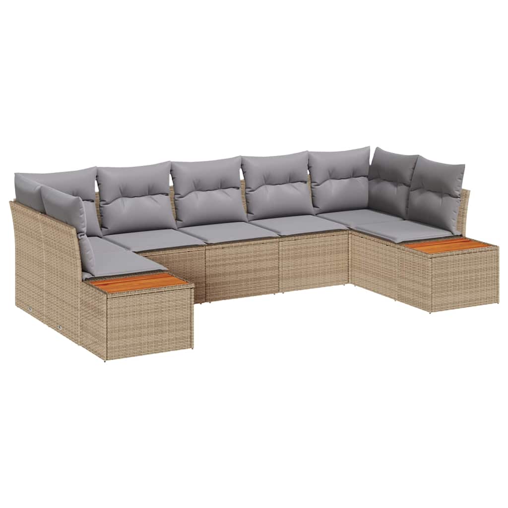 Havesofa Sæt 7 stk. 7-Antal sæder Beige og lys grå Polyrattan