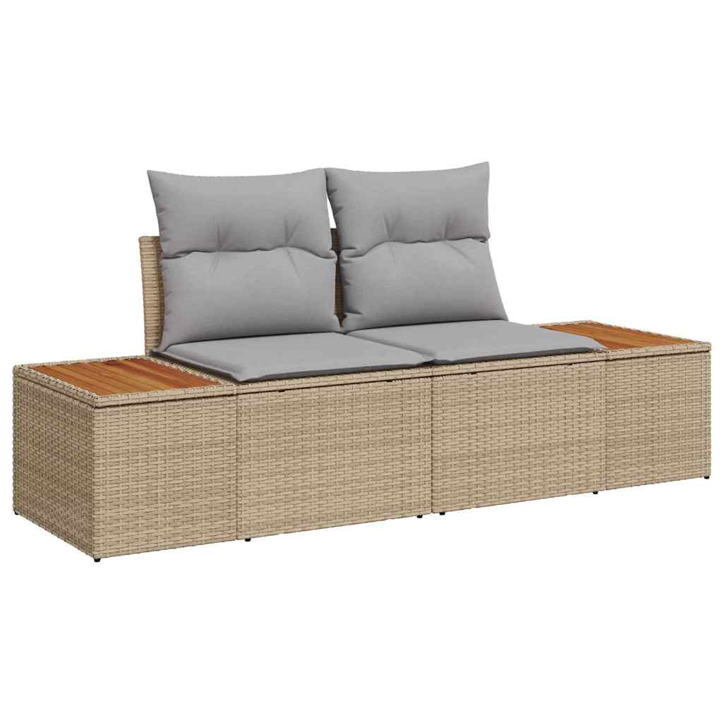 Havesofa Sæt 7 stk. 7-Antal sæder Beige og lys grå Polyrattan