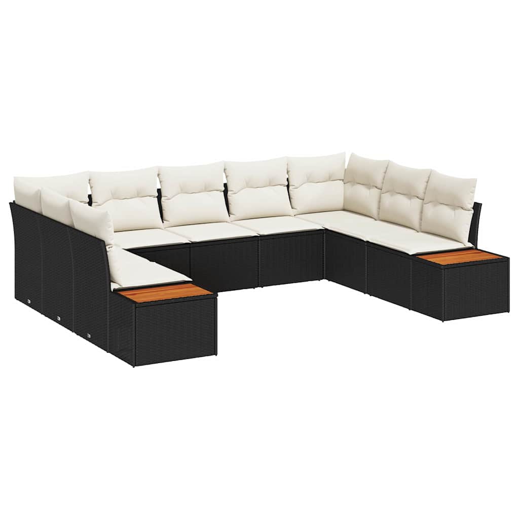 Havesofa Sæt 5 stk. 9-Antal sæder Sort og Cream Polyrattan