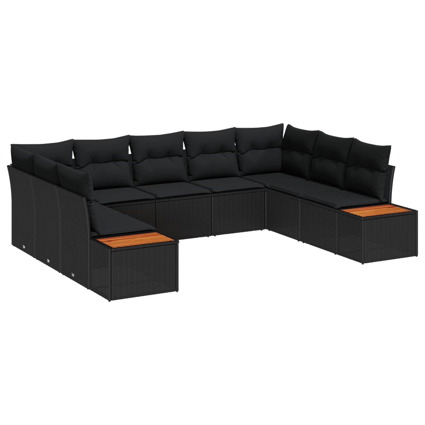 Havesofa Sæt 5 stk. 9-Antal sæder Sort Polyrattan