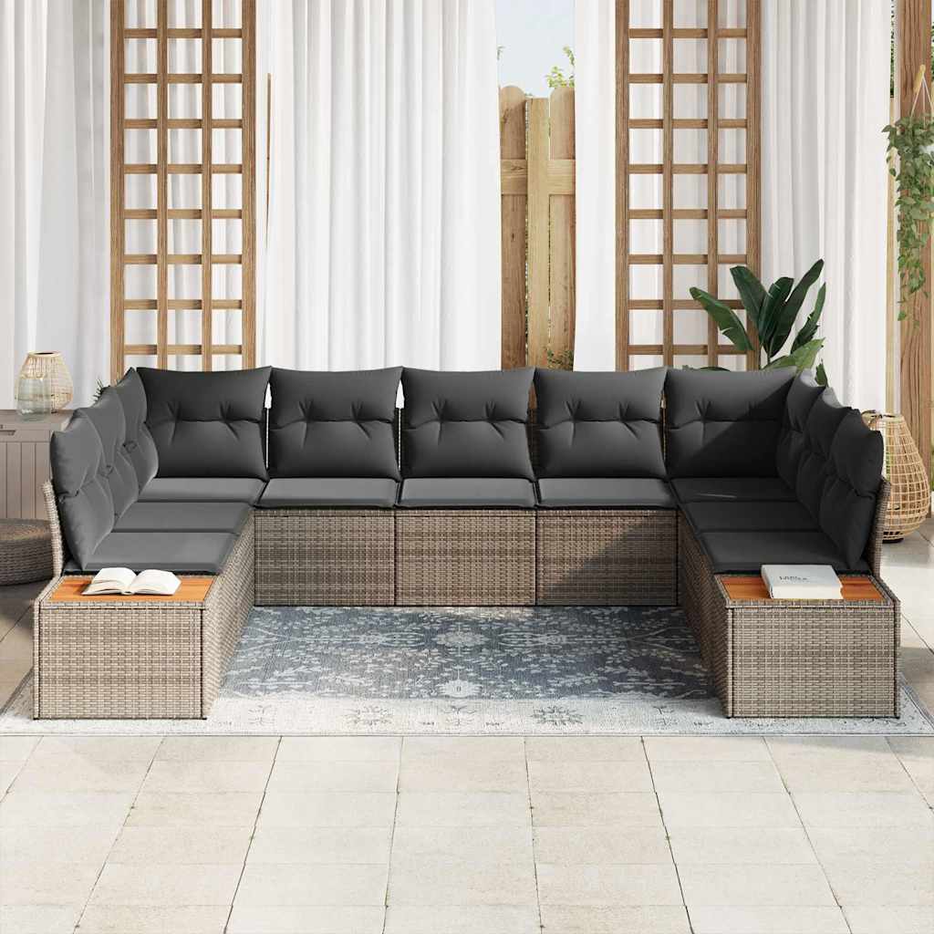 Havesofa Sæt 5 stk. 9-Antal sæder Grå Polyrattan