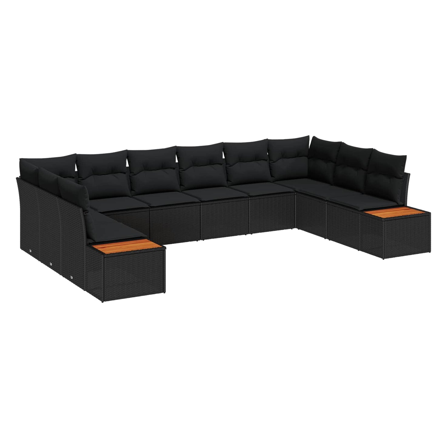 Havesofa Sæt 10 stk. 10-Antal sæder Sort Polyrattan