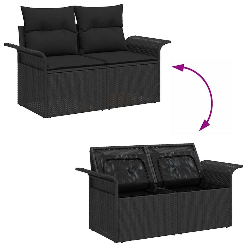 Havesofa Sæt 10 stk. Sort Poly Rattan